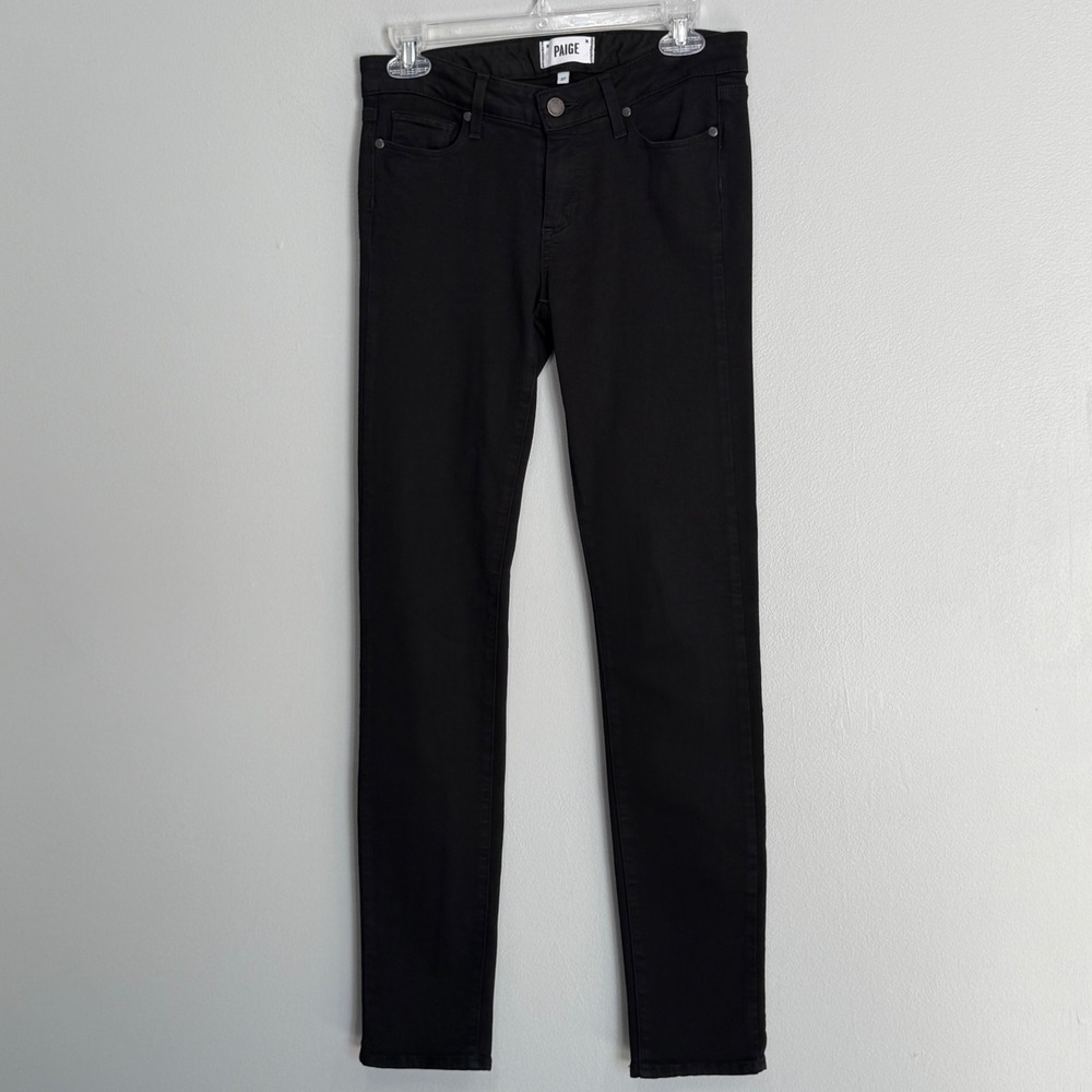 Paige Skyline Skinny Jeans Black Mid Rise‎ Stretch Denim Pants Womens 27